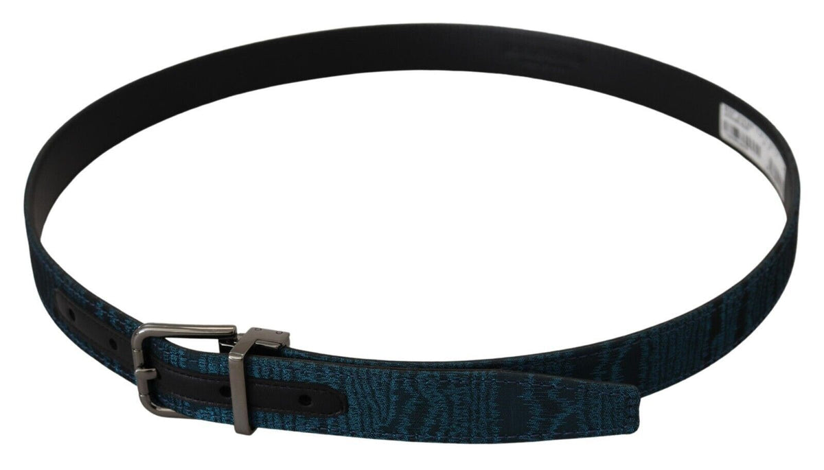 Ceinture Dolce &amp; Gabbana en jacquard bleu moiré métal argenté pour homme