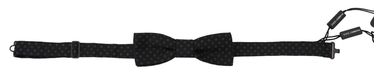 Nœud papillon ajustable en soie à motif noir Dolce &amp; Gabbana