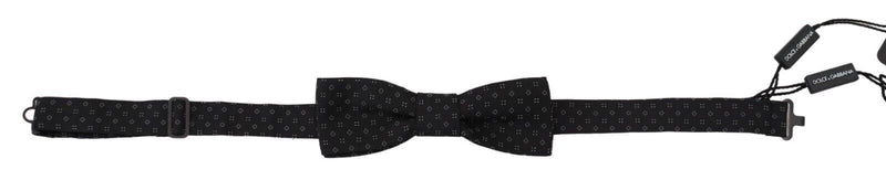 Nœud papillon ajustable en soie à motif noir Dolce &amp; Gabbana