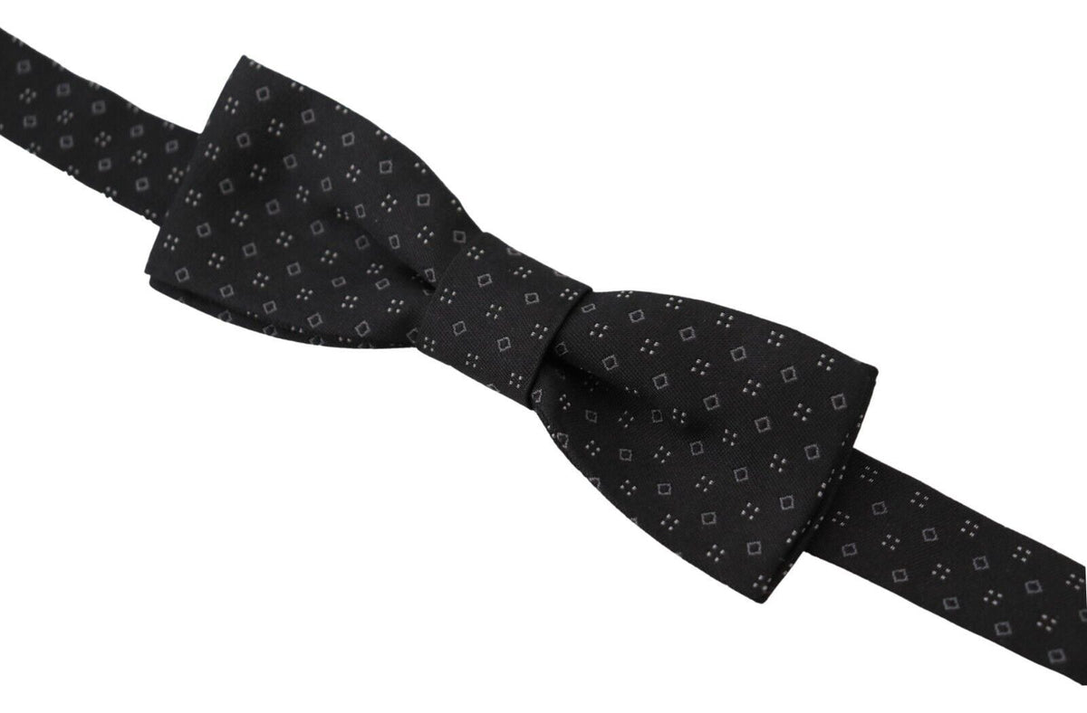 Nœud papillon ajustable en soie à motif noir Dolce &amp; Gabbana