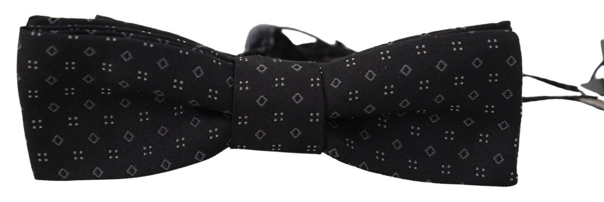 Nœud papillon ajustable en soie à motif noir Dolce &amp; Gabbana