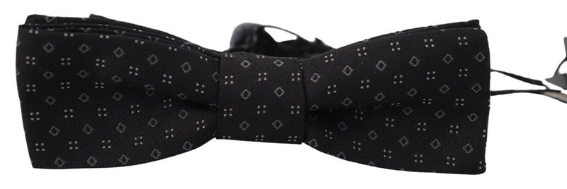 Nœud papillon ajustable en soie à motif noir Dolce &amp; Gabbana