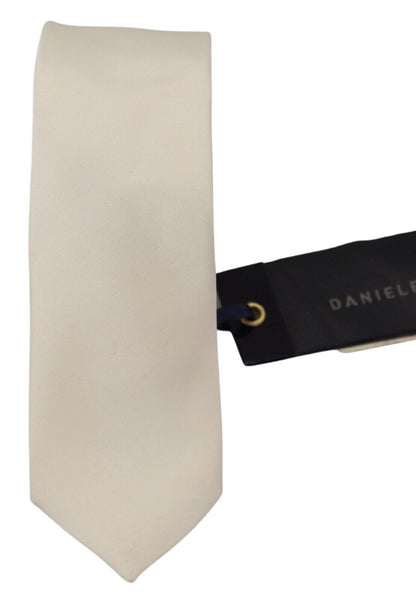 Cravate ajustable en soie blanc cassé pour homme Daniele Alessandrini