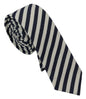 Cravate en soie ajustable classique à rayures blanches et bleues Denny Rose pour homme