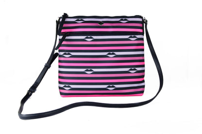 Kate Spade Jae Nylon Lederen Crossbody Handtasje, Roze met Strepen, Multi Kleuren
