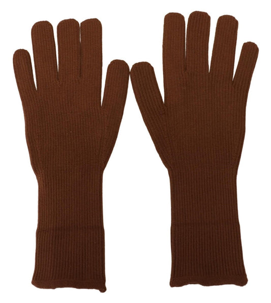 Gants pour homme Dolce & Gabbana en cachemire marron tricoté à la main