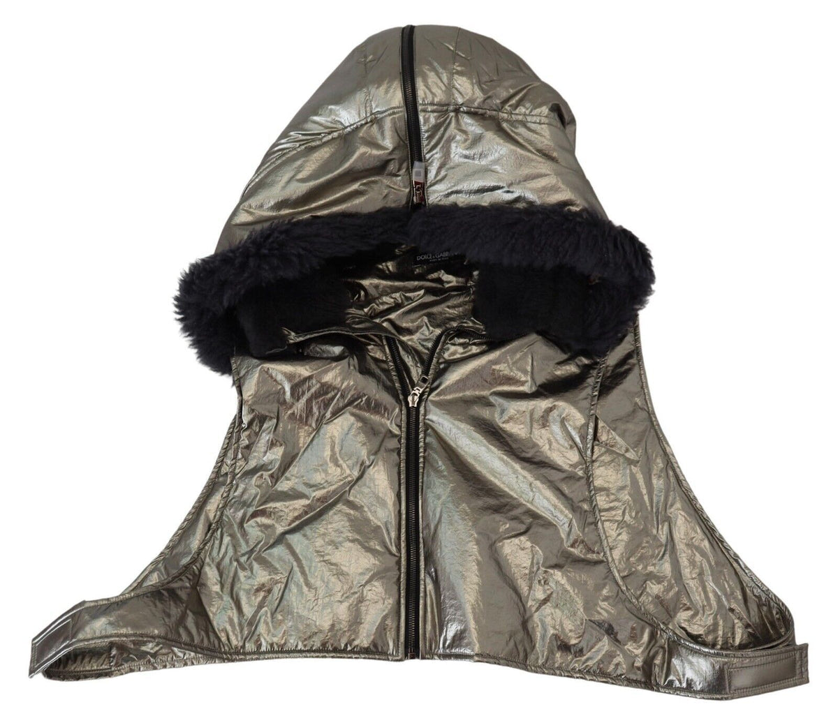 Dolce & Gabbana Chapeau en nylon pour homme avec fourrure argentée