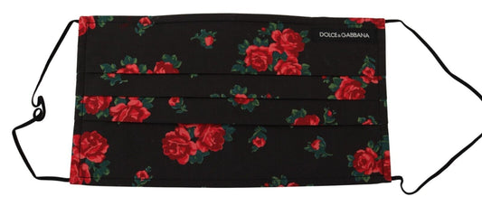 Masque facial Dolce & Gabbana noir à imprimé floral et élastique avec cordon d'oreille, taille unique