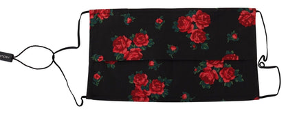 Masque facial Dolce & Gabbana noir à imprimé floral et élastique avec cordon d'oreille, taille unique