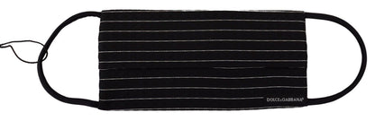 Masque facial Dolce & Gabbana à rayures noires et blanches avec élastiques et oreilles, taille unique
