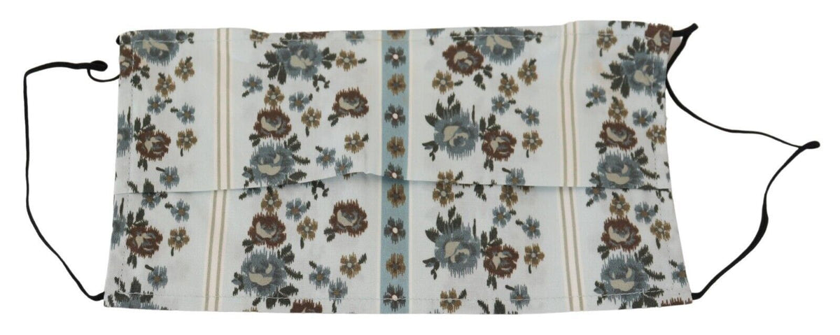 Dolce & Gabbana White Floral Cotton Pleated Face Mask