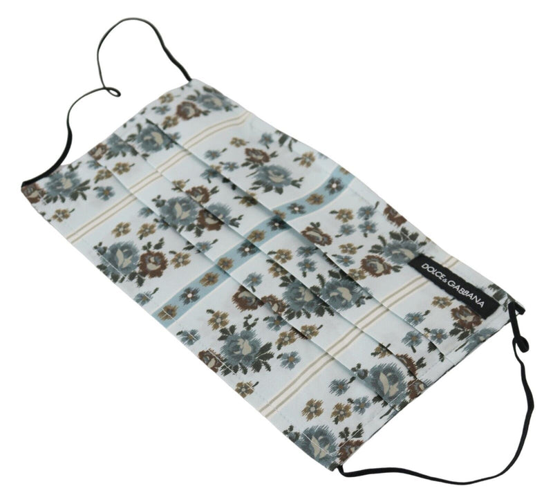 Dolce & Gabbana Masque en Coton Plissé Floral Blanc