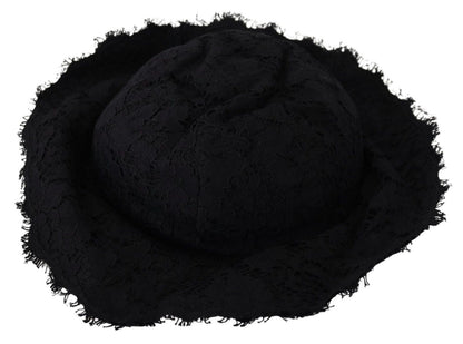 Chapeau d'ombrage à large bord en coton noir Dolce & Gabbana