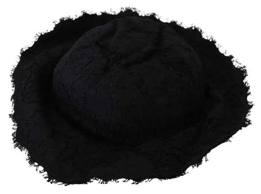 Chapeau d'ombrage à large bord en coton noir Dolce & Gabbana