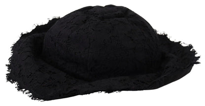 Chapeau d'ombrage à large bord en coton noir Dolce & Gabbana
