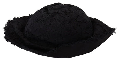 Chapeau d'ombrage à large bord en coton noir Dolce & Gabbana