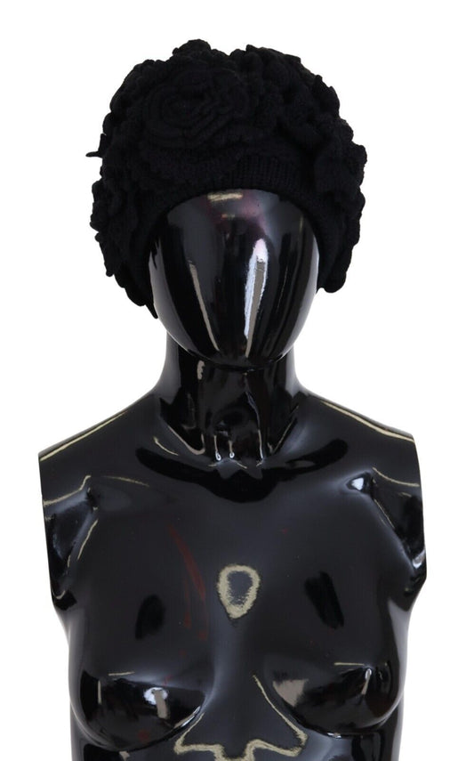 Bonnet d'hiver en laine noire Dolce & Gabbana