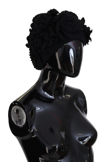 Bonnet d'hiver en laine noire Dolce & Gabbana