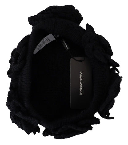 Bonnet d'hiver en laine noire Dolce & Gabbana