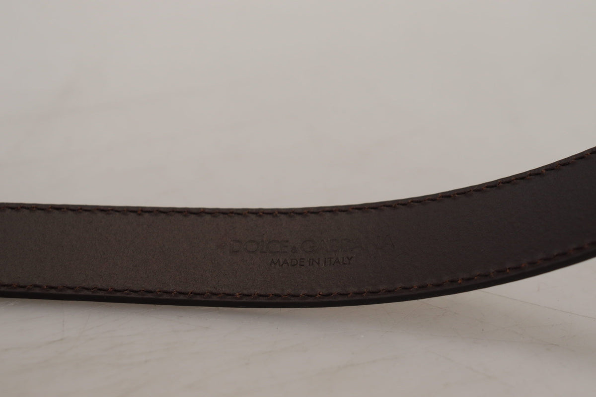 Ceinture Dolce &amp; Gabbana en cuir doré avec boucle carrée en métal argenté