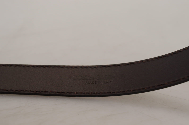 Ceinture Dolce &amp; Gabbana en cuir doré avec boucle carrée en métal argenté