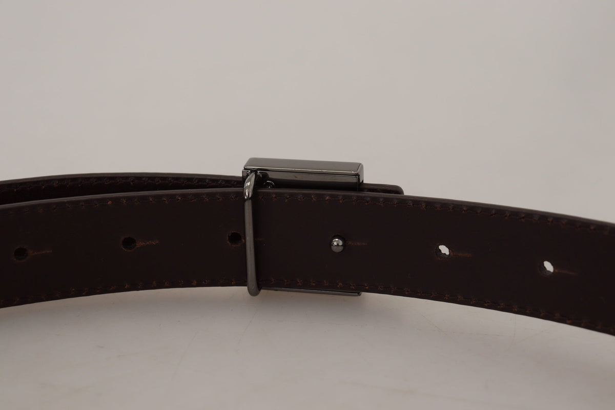 Ceinture Dolce &amp; Gabbana en cuir doré avec boucle carrée en métal argenté