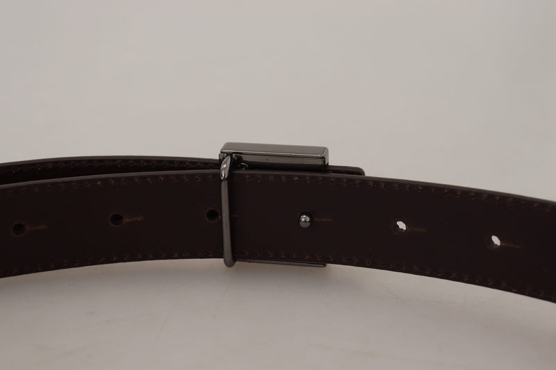 Ceinture Dolce &amp; Gabbana en cuir doré avec boucle carrée en métal argenté