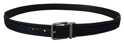 Ceinture Dolce & Gabbana à rayures jacquard bleues et boucle argentée