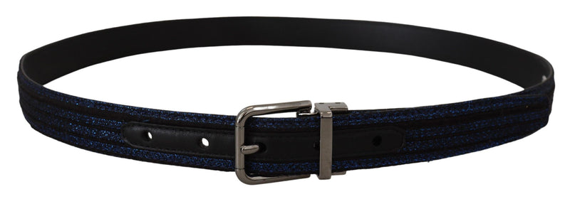 Ceinture Dolce &amp; Gabbana à rayures jacquard bleues et boucle argentée