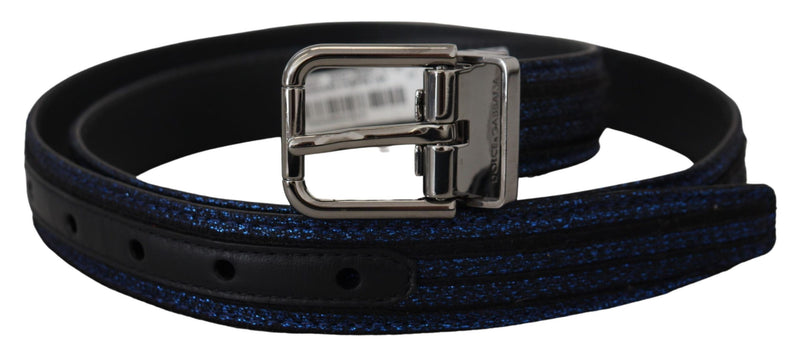 Ceinture Dolce &amp; Gabbana à rayures jacquard bleues et boucle argentée