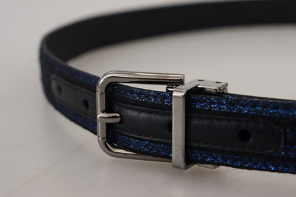 Ceinture Dolce & Gabbana à rayures jacquard bleues et boucle argentée