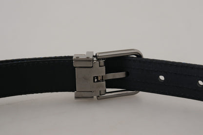Ceinture Dolce & Gabbana à rayures jacquard bleues et boucle argentée