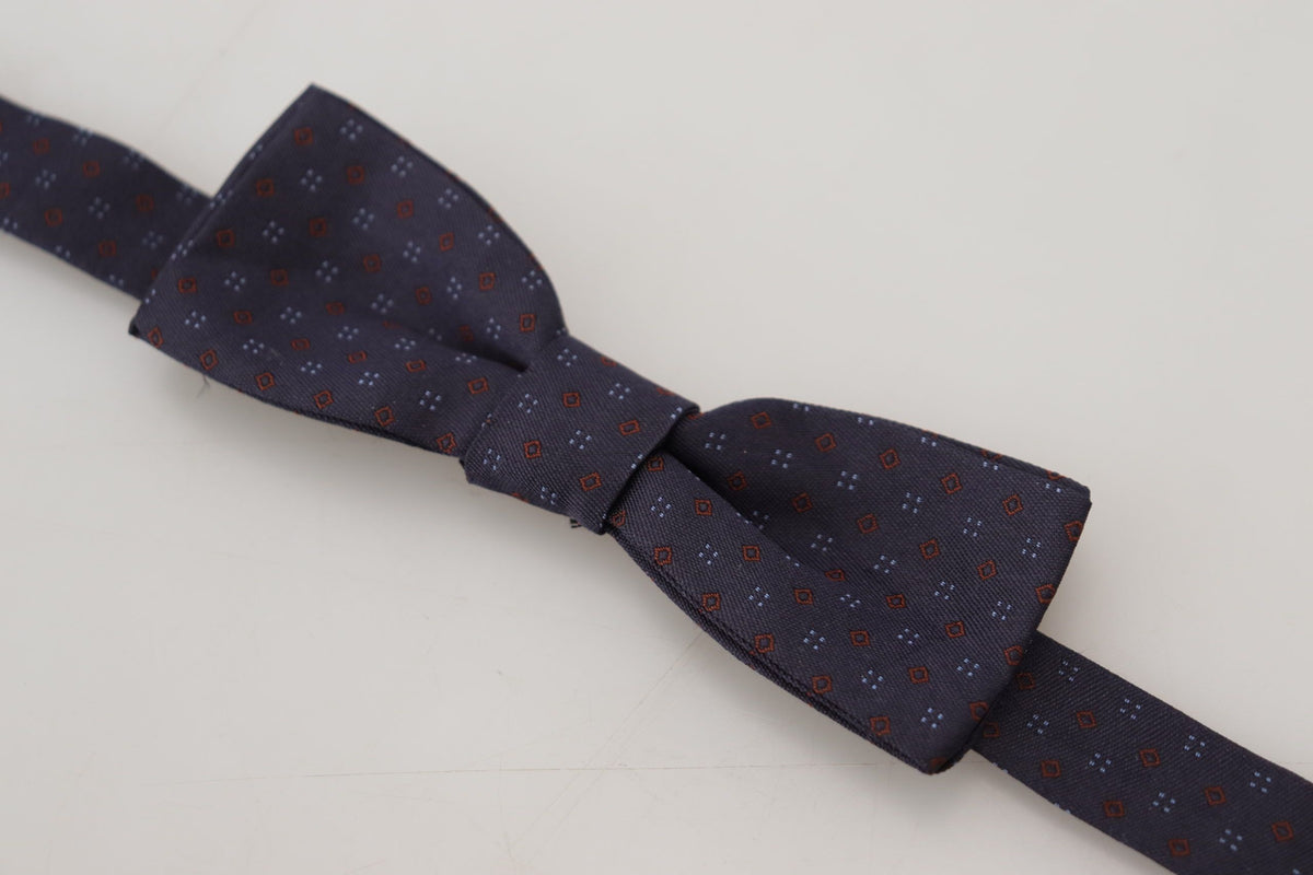 Nœud papillon ajustable en soie à motif bleu Dolce &amp; Gabbana