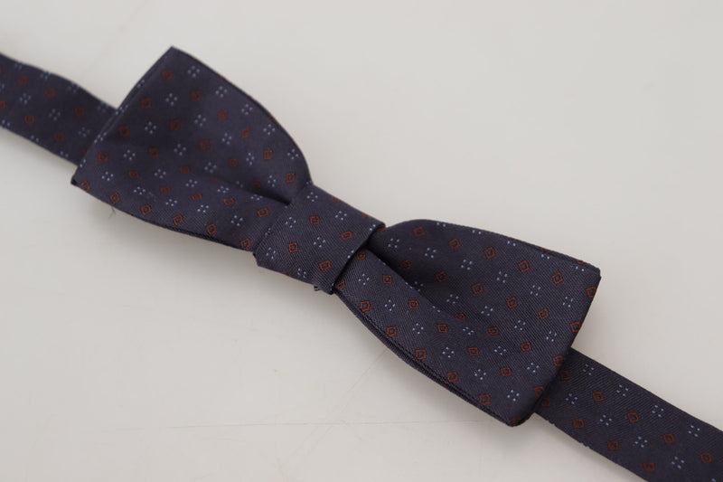Nœud papillon ajustable en soie à motif bleu Dolce &amp; Gabbana