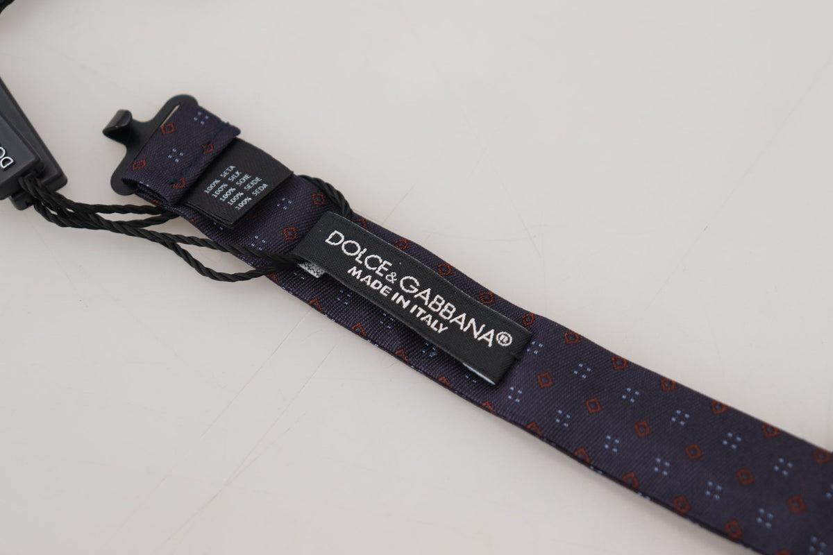 Nœud papillon ajustable en soie à motif bleu Dolce &amp; Gabbana