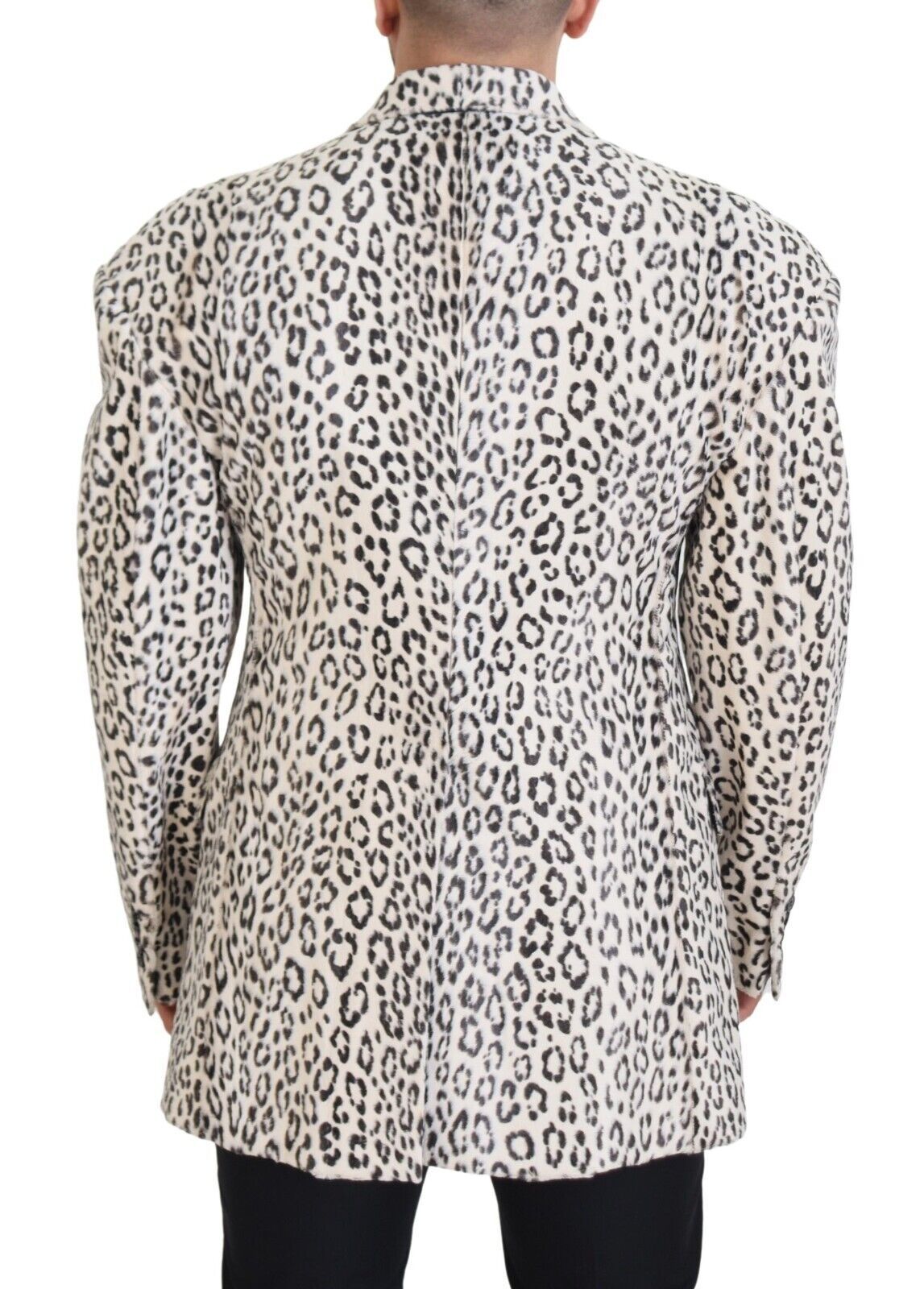 Dolce &amp; Gabbana, veste-blazer blanche à motif léopard, à simple boutonnage.