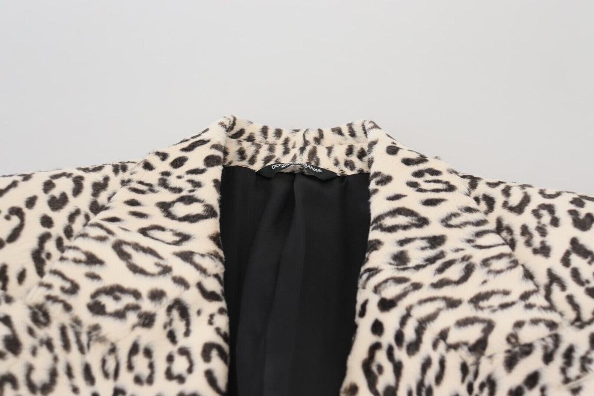 Dolce &amp; Gabbana, veste-blazer blanche à motif léopard, à simple boutonnage.