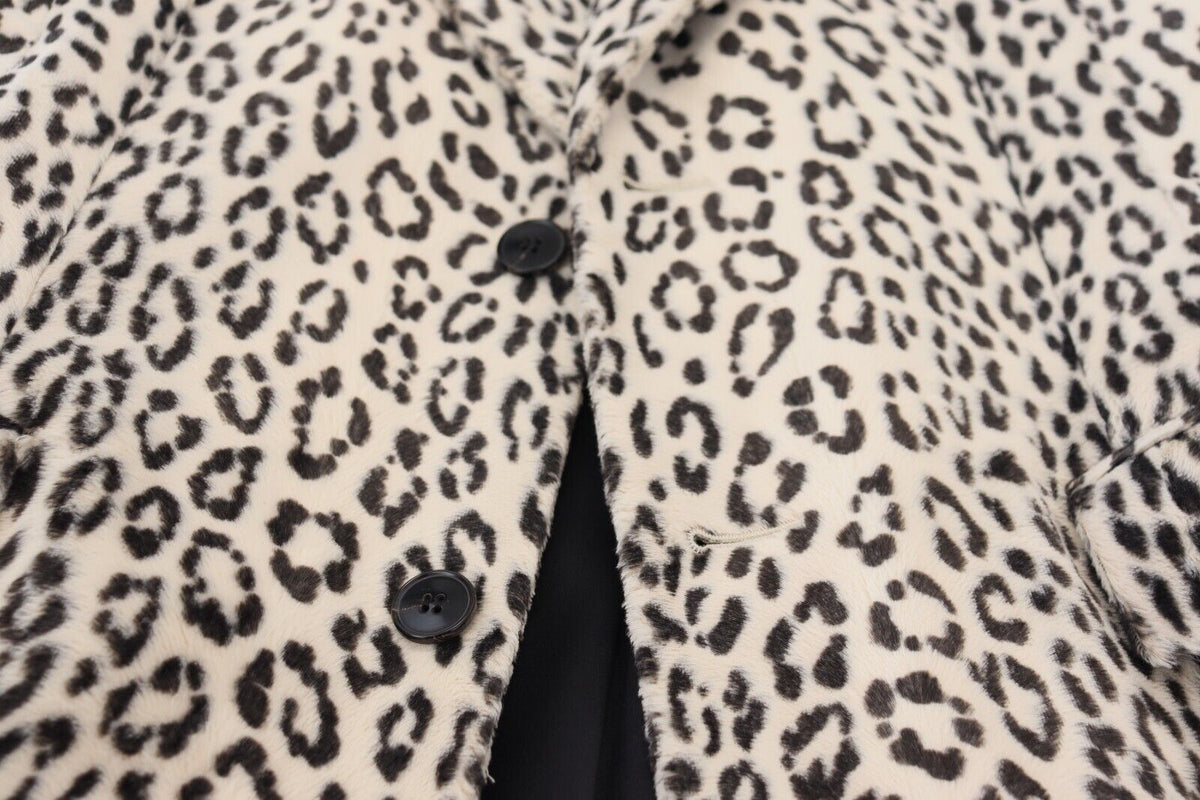 Dolce &amp; Gabbana, veste-blazer blanche à motif léopard, à simple boutonnage.