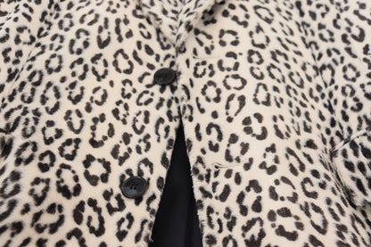 Dolce & Gabbana, veste-blazer blanche à motif léopard, à simple boutonnage.