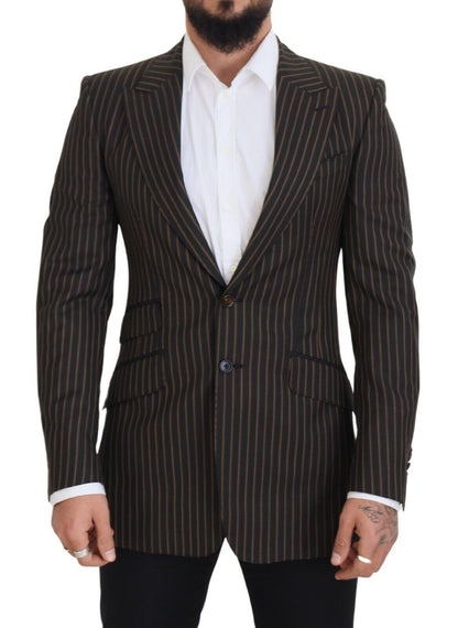 Blazer à simple boutonnage rayé noir et brun de Dolce & Gabbana
