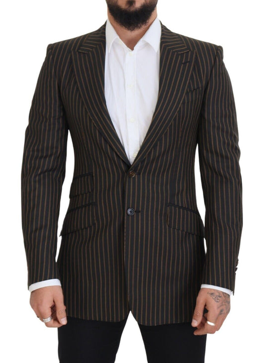 Blazer à simple boutonnage rayé noir et brun de Dolce & Gabbana