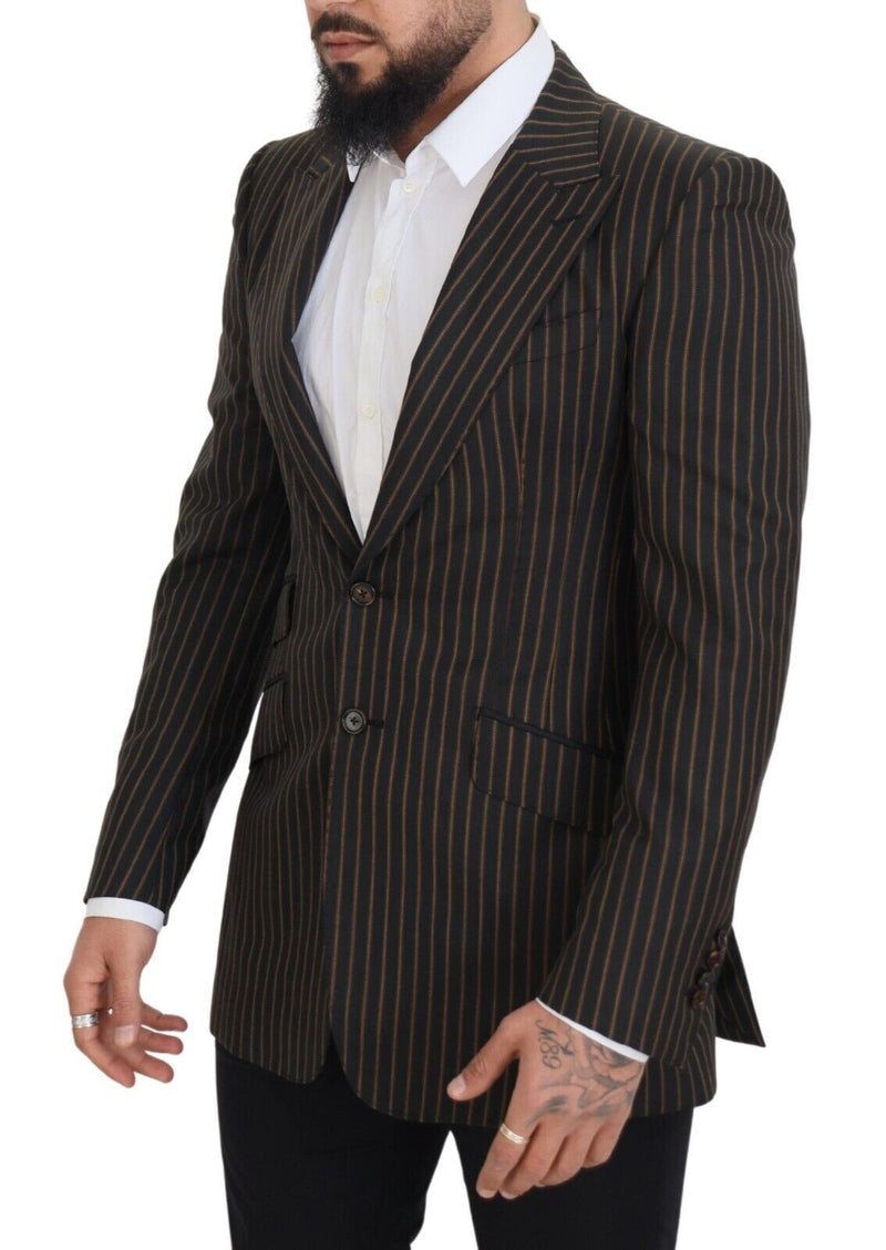 Blazer à simple boutonnage rayé noir et brun de Dolce &amp; Gabbana