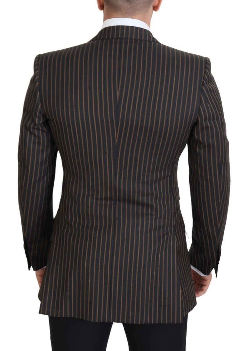 Blazer à simple boutonnage rayé noir et brun de Dolce &amp; Gabbana