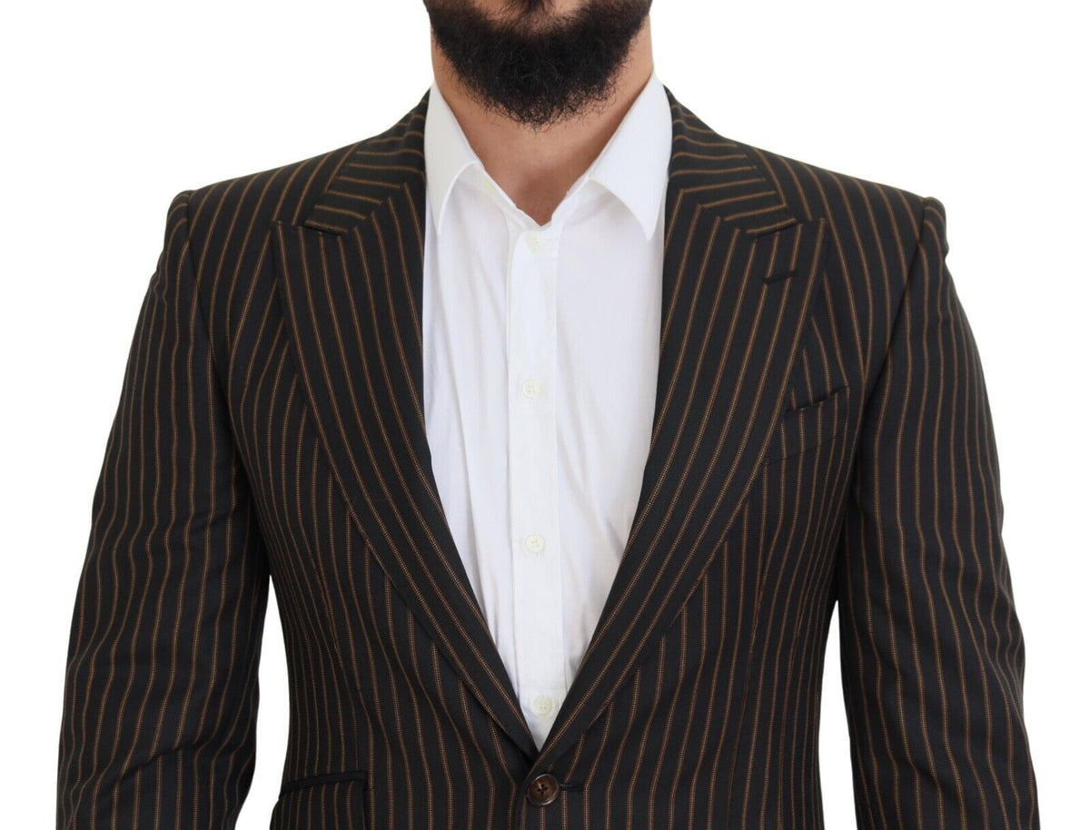 Blazer à simple boutonnage rayé noir et brun de Dolce &amp; Gabbana