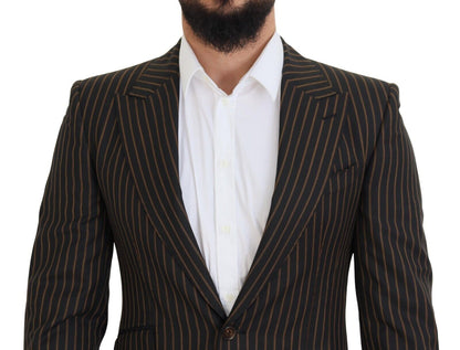 Blazer à simple boutonnage rayé noir et brun de Dolce & Gabbana