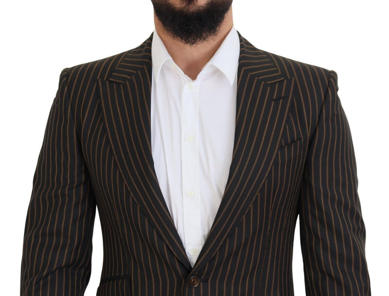 Blazer à simple boutonnage rayé noir et brun de Dolce &amp; Gabbana