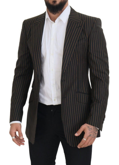 Blazer à simple boutonnage rayé noir et brun de Dolce & Gabbana