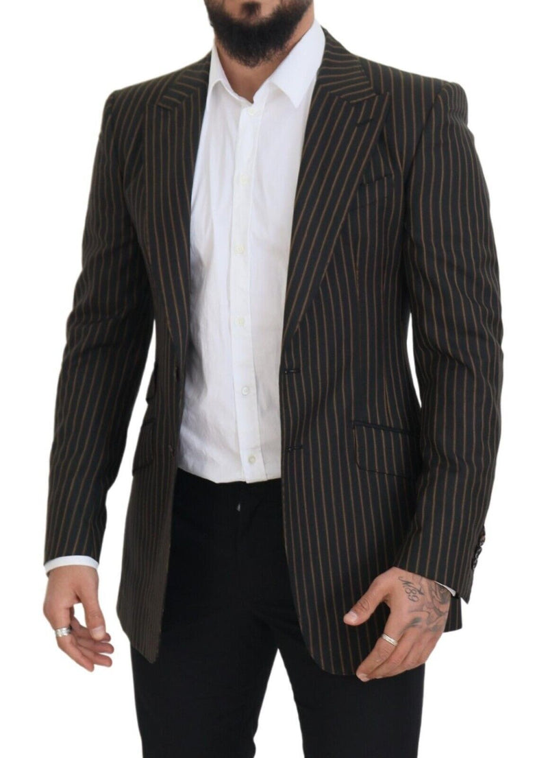 Blazer à simple boutonnage rayé noir et brun de Dolce &amp; Gabbana