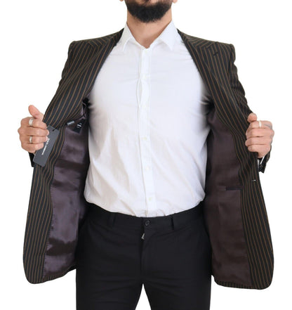 Blazer à simple boutonnage rayé noir et brun de Dolce & Gabbana