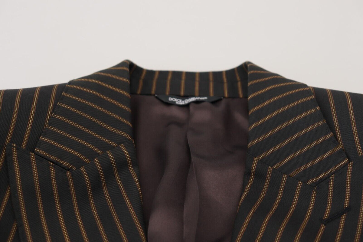 Blazer à simple boutonnage rayé noir et brun de Dolce &amp; Gabbana